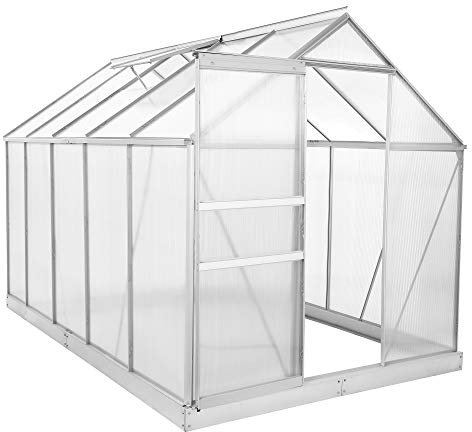 Zelsius Aluminium Gewächshaus mit Fundament 310 x 190 cm | 6 mm Hohlkammerplatten, UV-beständig, Winterfest | Treibhaus, Pflanzenhaus, Tomatenhaus, Frühbeet, Anbau Gewächshaus, Tomatengewächshaus