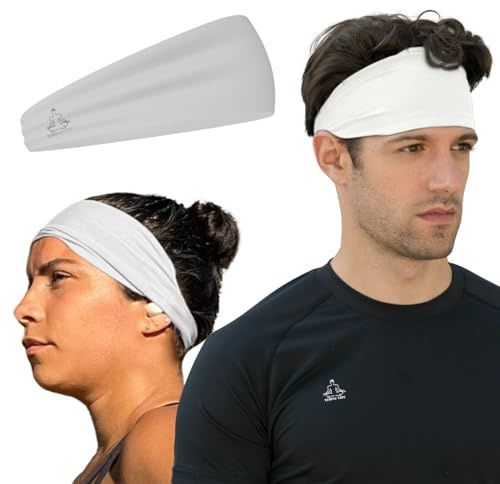 Headbands for Men and Women - Men's Sweatband & Sports Headband Moisture Wicking Workout Sweatbands for Running, Cross Training, Yoga and Bike Helmet Friendly