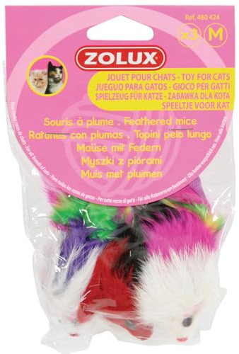 Zolux Set de 3 Jouets Souris à Plumes pour Chat
