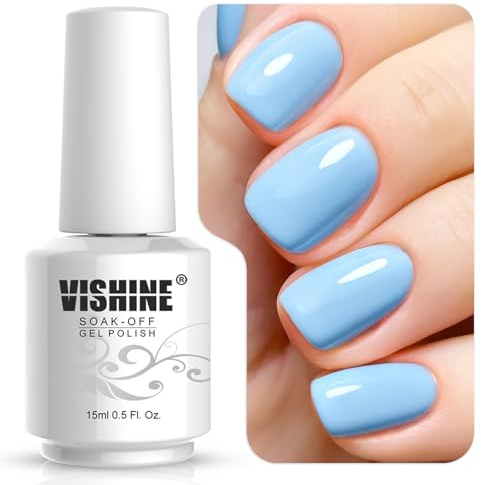 Vishine Gelpolish Gel Nail Polish Lacquer Shiny Color Soak Off UV LED Professional Manicure Pinkish Blue(1595)