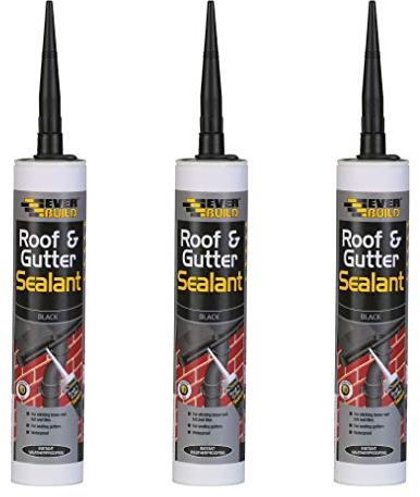 Everbuild 3 X Roof & Gutter Sealant Black 310ml EVBROOFBL