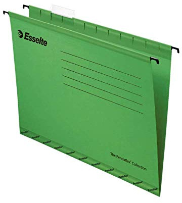 Esselte Hängmapp, 4 Flikar, Foolscap, 150 Ark, 25-Pack, Grön, 90337