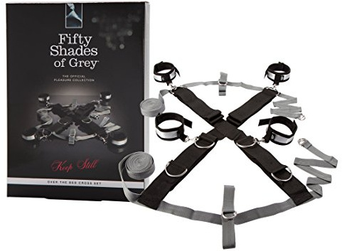Fifty Shades of Grey Keep Still Bett-Kreuzfessel-Set in Silber Verstellbar