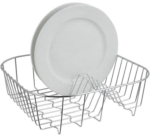 apollo THE HOUSEWARES BRAND Chrome Dish Drainer Rack Small, Durable Chrome Wire, 34x34x10cm, Silver