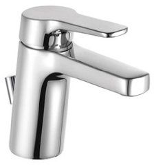 KEUCO Waschtisch-Armatur für Waschbecken, Höhe 13,8cm, Einlochmontage, Zugstangen-Ablaufgarnitur, Design-Wasserhahn, Einhandmischer, Waschtischmischer, Elegance