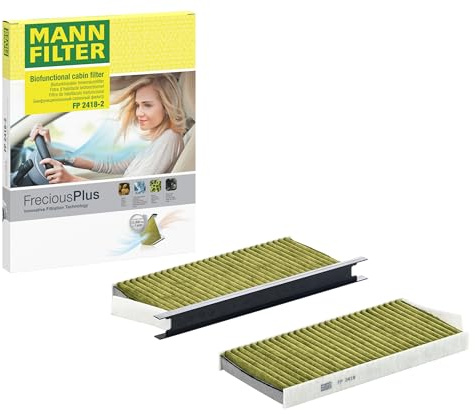 MANN-FILTER FP 2418-2 Innenraumfilter/Kabinenluftfilter - FreciousPlus Biofunktionaler Pollenfilter - (2er Set) für Pkw + Transporter