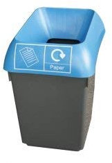 Chabrias 30 Litre Blue Lid & Paper Logo Recycling Bin – UK Made 100% Recycled Plastic Colour Coded Simpler Recycling Options