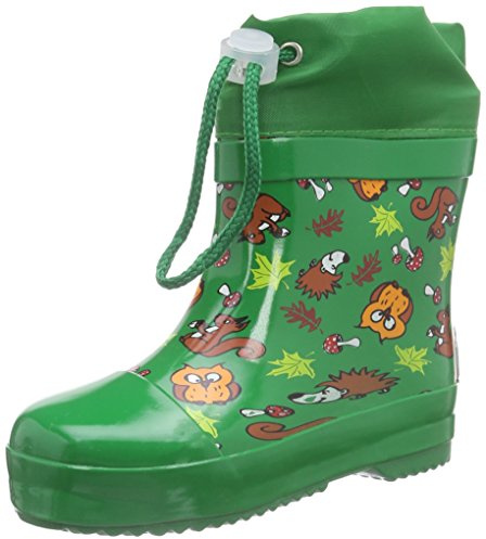 Playshoes Kurze Gummistiefel Waldtiere aus Naturkautschuk gefüttert, Bottes après-ski à tige basse et doublure chaude mixte enfant - Vert, 22