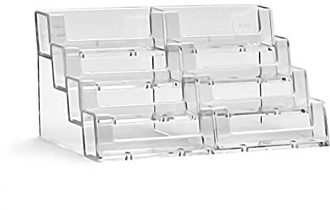 Taymar 8BC93 Visitenkartenhalter, Visitenkartenständer, Visitenkartenaufsteller, 2×4 Etagen, transparent,1 Stück