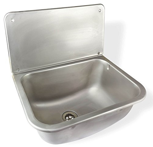 Stabilo-Sanitaer Edelstahl Ausgussbecken Fassungsvolumen 14L satinierte Oberfläche mit Spritzschutz Abflussbecken Garten Keller Waschtrog Spülbecken