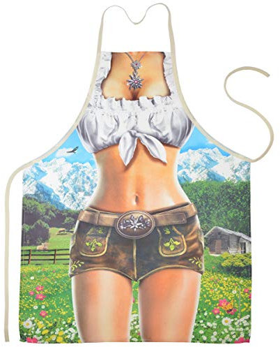 Tini - Shirts Sexy Grillschürze Frau in Lederhosen Tracht/Bayern: Alpenmodel SIE !! mit GRATIS Urkunde !! One Size