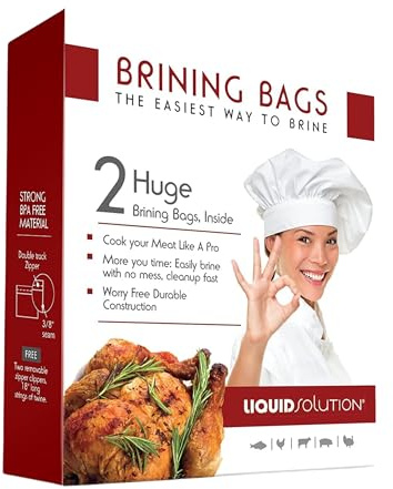 Turkey Brining Bags Set of 2 – Extra Large, Holds up to 38 lb (25.5 x 21.5 in), Heavy Duty with Gusseted Bottom & Double-Track Zippers to Prevent Leaks