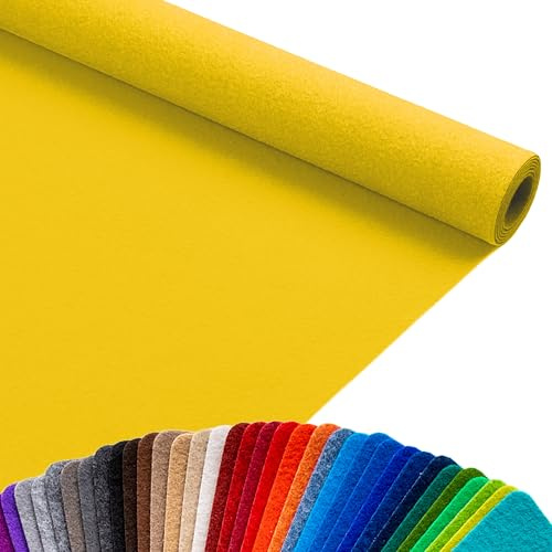Primaflor Messeteppich Podium | Gelb | 100 x 200 cm | Flacher Eventteppich aus 100 % Polypropylen, CFL-S1, Precoat-Rücken, 2 mm hoch, für Messe und Event