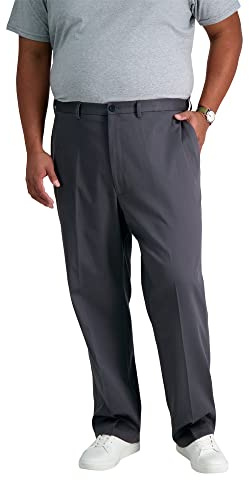 Haggar Pantalón Casual de Corte clásico Caqui sin Planchado para Hombre (Talla Regular y Grande y Alta)