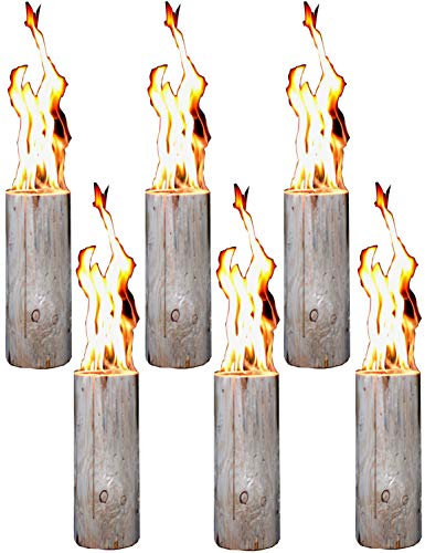 Hoyo Technology GmbH 6 Stück Schwedenfeuer Baumfackel Finnenfackel Gartenfackel Fackel Höhe = 35 cm; Ø = 9-15 cm