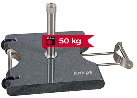 Knirps Trolley Granitsockel 50 kg , mit Rollen & Griff, 55x54,5x7 cm | Schirmständer aus hochglanzpoliertem Granit, 2 schwenkbare Rollen und Zuggriff, Edelstahl-Rohrdurchmesser 3,2–6,0 cm