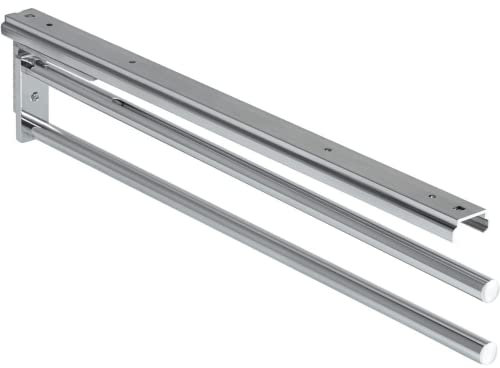 Gedotec Handtuchhalter | Hostel | Geschirrtuchhalter Chrom poliert glänzend | 1 Stück | Handtuchauszug aus Aluminium Handtuchstange 2-armig - Einbaulänge 443 mm | Handtuchreling zweiarmig ausziehbar