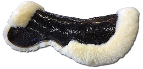 Engel Reitsport | Gel-PREM-DUN-MED | Gelpad Premium schwarz | dunkels Gel Sattelkissen | mit Lammfell gefüttert - Fully linend | Fellrand vorne&hinten | optimale Druckverteilung | Antirutsch