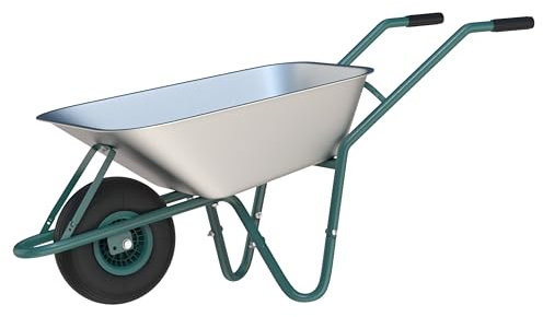 Vivo Technologies Wheelbarrow Home Garden 65L, Heavy Duty Cart Galvanised Wheel Barrow with Pneumatic Tyre 100KG Load-Bear, Strong Large Transport Trolley Handcart, Suitable for Garden Work