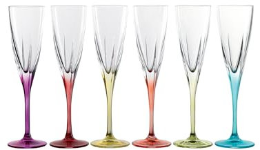 RCR Fusion Color Set 6 Calici Flute Crystal Glass
