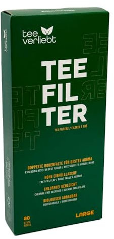 teeverliebt - Teefilter für bestes Aroma, praktische Teebeutel aus Papier für losen Tee, Größe L, 80 Stück