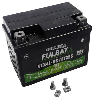 FULBAT Gel-Batterie 12 V FTX4L-BS SLA kompatibel mit KYMCO Yup 50 02-03 | Wartungsfrei, versiegelt, befüllt; Vergleichstypen YTX4L-BS, CTX4L-BS, YT4L-BS; kompatibel mit PEUGEOT Buxy 50 2T AC -98