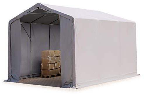 TOOLPORT Zelthalle 3x6m / 3m Seitenhöhe Garage Industriezelt Lagerhalle PVC Plane 850 N wasserdicht grau