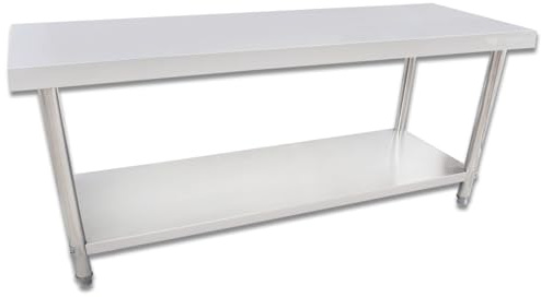 Beeketal 'BA200' Gastronomie Edelstahl Arbeitstisch 200 x 60 cm, Tisch bis 170 kg belastbar, Profi Gastro Küchentisch mit extra großer unteren Ablagefläche und justierbaren Stellfüßen