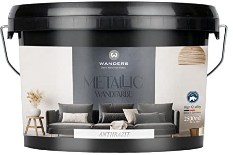 Wanders Metallic Wandfarbe Anthrazit (2,5 Liter) moderne Metallic Effekt Wandfarbe in 9 exklusiven Farbtönen, Effektfarbe innen für Zuhause, Made in Germany