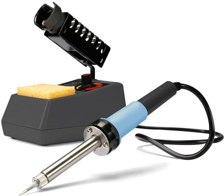 Velleman Lötstation Set 50 W mit Lötkolben, Lötkolbenständer und Reinigungsschwamm, Lötset, analog Lötgerät, Löt- und Entlötgeräte, einstellbare Temperatur 175-480 °C, grau