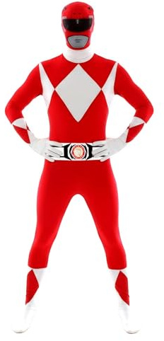 Morphsuits Offizielles Rotes Power Ranger Kostüm für Erwachsene - XL (176cm-185cm)