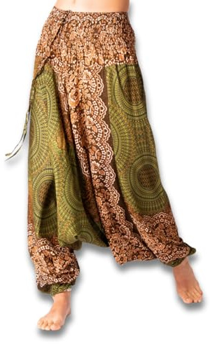 PANASIAM Aladin Pants, Mandala 1, Olive Green L