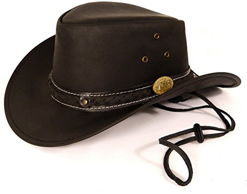 Unbekannt Echt Leder Cowboyhut Westernhut - Black Skipper (XL, Schwarz)