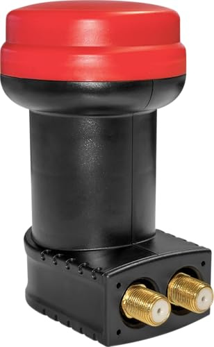 Megasat Diavolo Twin LNB – Universal para 2 usuarios – Negro/Rojo | Conectores F chapados en oro, para las más altas exigencias, 0,1 dB figura de ruido