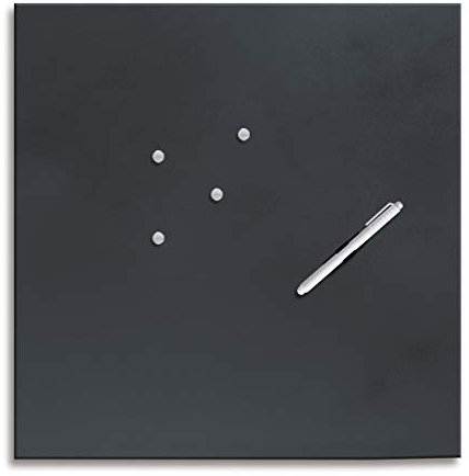 Eurographics Memo Board MB-BLACK5050 Magnet- und Schreibtafel aus Glas in schwarz (inklusiv Stift + Magnete) Black 50x50cm