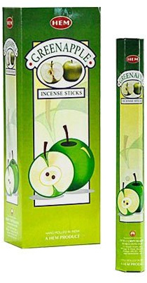 Hem Grüner Apfel Räucherstäbchen, in sechseckiger Verpackung, 6 Packungen à 20 Stäbchen = 120 Stäbchen, von Makbros
