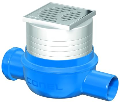 Bodenablauf DRAIN DN 50 waagerecht flach Zulauf DN50,mit Aufsatz,Rost 100mm