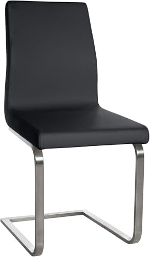 CLP Esszimmerstuhl Belfort, moderner Freischwinger mit hoher Rückenlehne, gepolsterter Sitzfläche, Edelstahlgestell Farbe schwarz