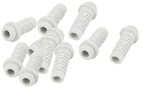 Sourcingmap 10pcs 5mm Inner Dia Rubber Strain Relief Cord Boot Protector Cable Sleeve White