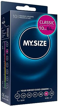 MY.SIZE Classic Préservatifs taille 6 I 64 mm de large I 10 pièces emballage standard I premium extra fins I doux et souples I paroi fine de 0,07 mm