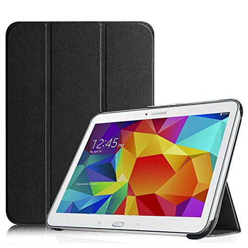 Fintie Hülle kompatibel mit Samsung Galaxy Tab 4 10.1 SM-T530 SM-T535 - Ultra Schlank Superleicht Ständer SlimShell Cover Schutzhülle Etui Tasche mit Auto Schlaf/Wach Funktion, Schwarz