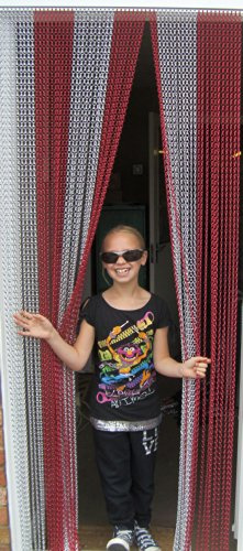 'Red/Silver' Aluminium Chain Blind/Screen Insect Screen 800 mm Wide