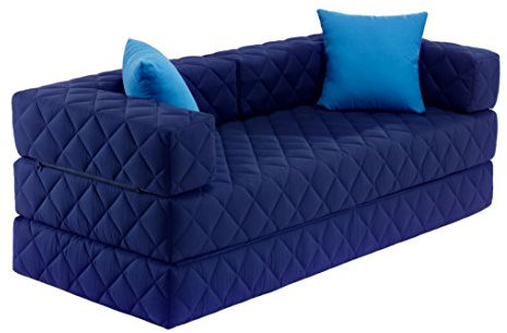 Traumnacht Schlafsofa und Gästesofa mit Schlaffunktion 200x80x65 cm – Dunkelblau mit 2 Spitzkissen, abnehmbarer Bezug, für Kinder und Erwachsene