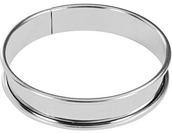 De Buyer - Cercle à tarte rond en inox à bord roulé - 10 x 2 cm - Surface Lisse, Démoulage Facile, Pour des Résultats Sans Défaut et Délicieux, Argent