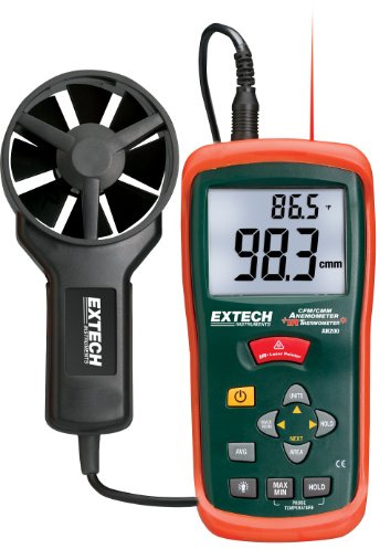 Extech AN200 Mini thermo-anémomètre CFM/CMM avec thermomètre infrarouge intégré
