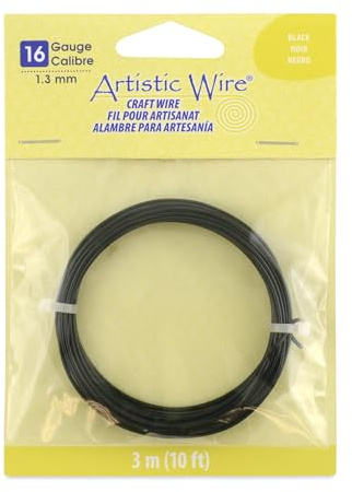 Artistic Wire Tarnish Resistant Colored Copper Craft Wire, Black, 16 Gauge / 1.3 mm, 10 ft / 3.1 m