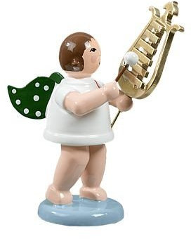 Rudolphs Schatzkiste Holzfigur Engel mit Lyraglockenspiel und Krone Höhe 6cm NEU Holzengel Instrument Seiffen Erzgebirge Figur Dekoration Holzfiguren Weihnachten Fensterschmuck Spielzeug Deko