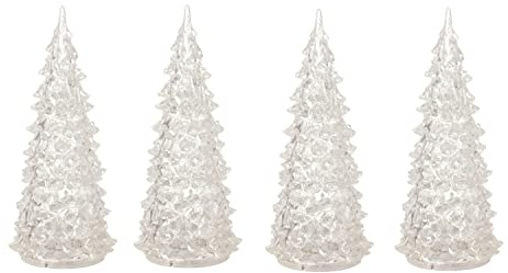 LEMAX Crystal Lighted Tree, 3 Color Changeable, Small, Set of 4, B/O (4.5V)
