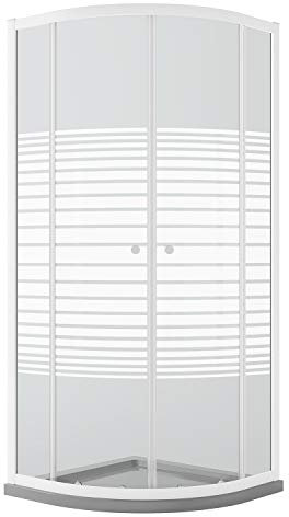 Idralite Cabine de Douche Blanche Demi-Circulaire 80x80 CM H185 Verre Sérigraphié Mod. Blanc