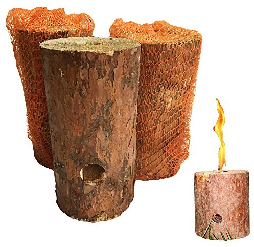 Mon Mobilier Design Lot de 6 Feu suédois bûche suédoise Bois Bougie de Jardin
